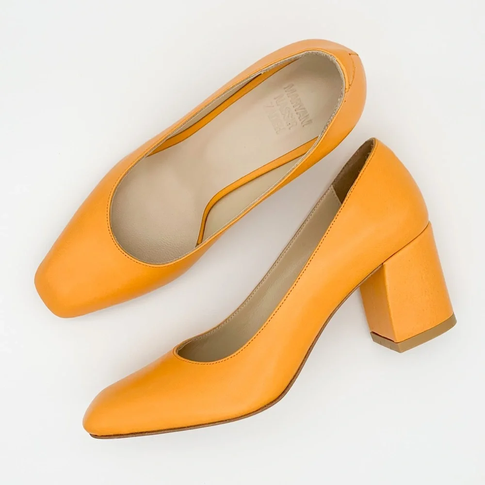 Maryam Nassir Zadeh Leather Block Heel Pumps - Picture 1 of 11